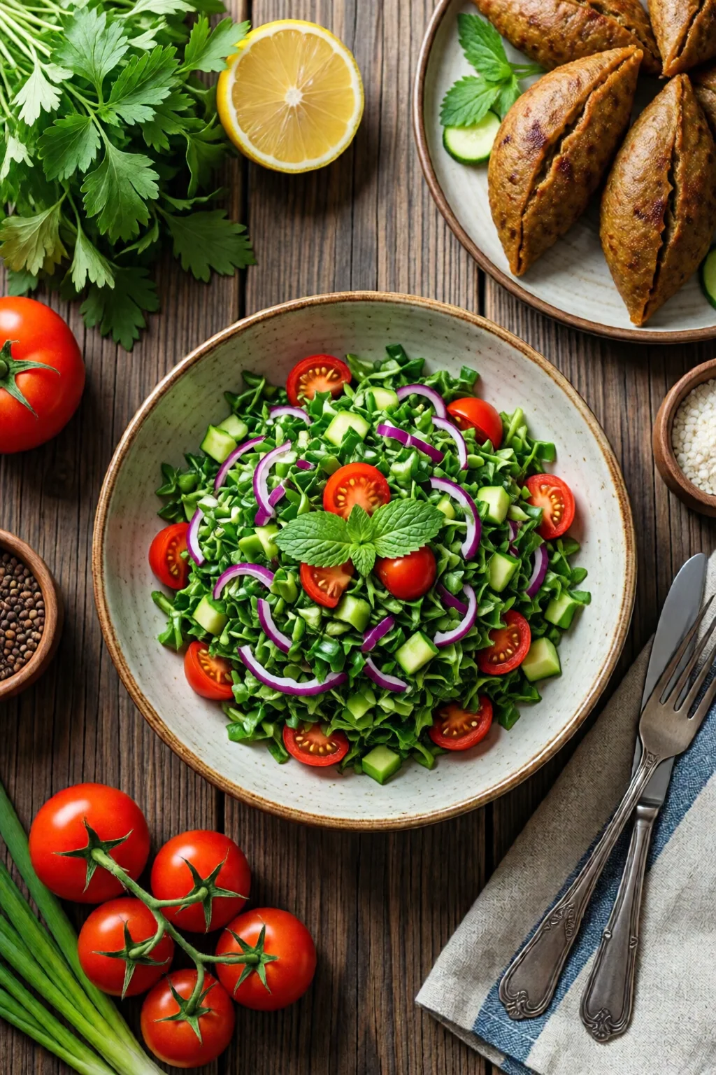 Lebanese recipes tabbouleh and kibbeh