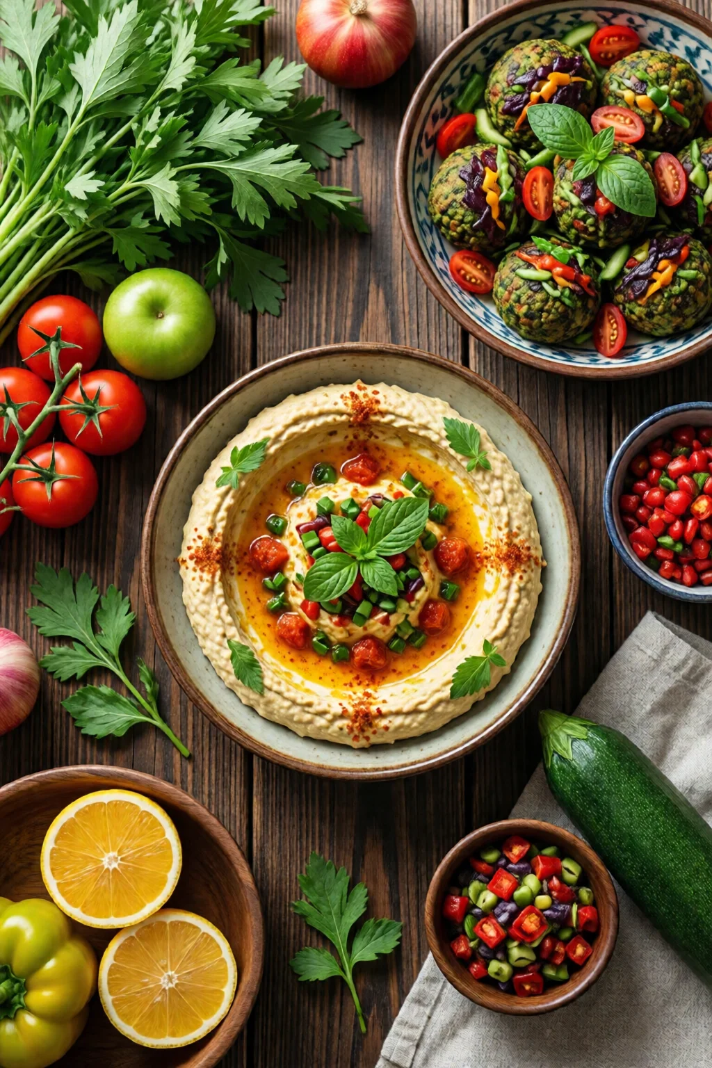 Middle Eastern recipes hummus and falafel