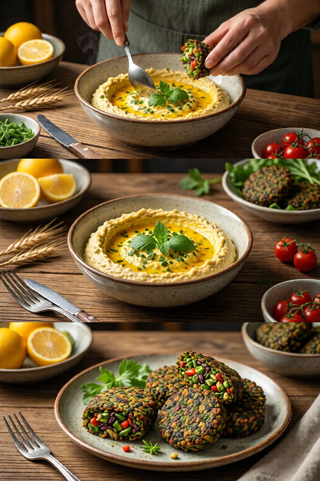 Middle Eastern recipes hummus and falafel
